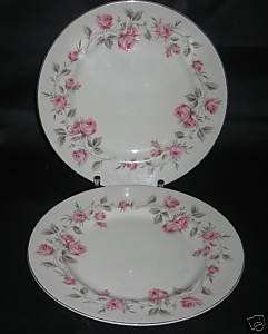 JOHNSON BROTHERS C95 62 PINK ROSES GREY LEAF   2 PLATES  