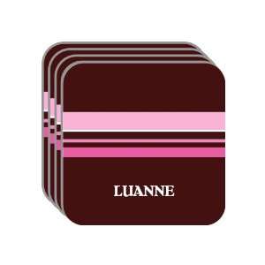 Personal Name Gift   LUANNE Set of 4 Mini Mousepad Coasters (pink 