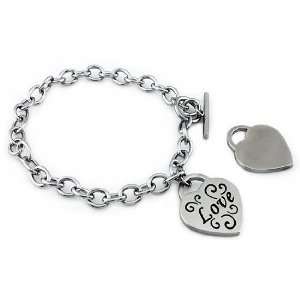    Stainless Steel Ladies Love Heart Charm Bracelet Jewelry