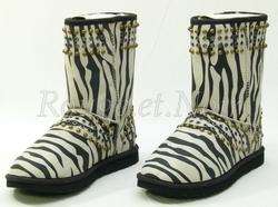 Authentic $595 UGG & JIMMY CHOO studded zebra KAIA boots 41  