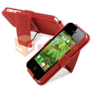   Holster w/ Stand Case Cover+3x LCD For iPhone 4 4G Gen 4S  