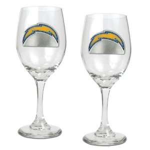   Chargers NFL 2pc Wine Glass Set   Primary Logo