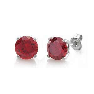 Sterling Silver Round Garnet Cubic Zirconia Solitaire Earrings 4 8 mm 
