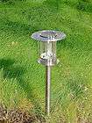   Stainless Steel Tall Outdoor Solar Accent Pathway Landscape Lights W