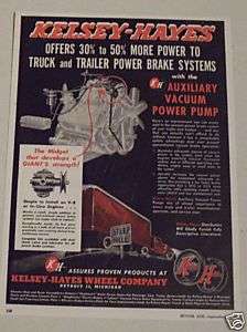 1949 KELSEY HAYES WHEEL COBRAKE SYSTEMS AD  