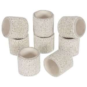  KAF Home Eclectic Ivory Beads Napkin Ring, Set of 8