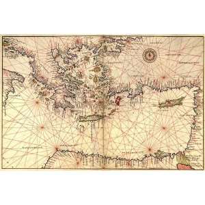   Map of Greece, the Mediterranean and the Levant 1544 12 x 18 Poster