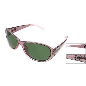 Vine Bowtie Plastic Arms Full Rim Oval Lens Lady Polarized Sunglasses 