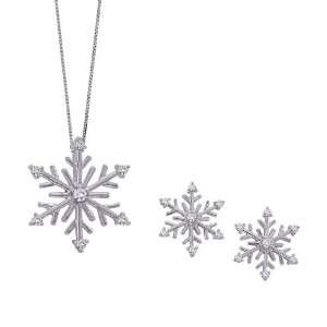   Silver Snow Flake Jewelry Set in 14K White Gold Katarina Jewelry