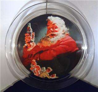 Vintage Coca Cola Glass Plate Santa 13 Christmas Tray Original Box 