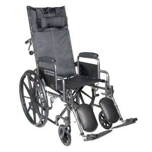 Silver Sport Reclining Wheelchair with Detachable Desk Length Arms and 