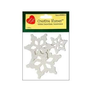  Laras Painted Wood Snowflake W/Glitter Assorted (6 Pack 