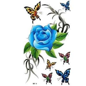 King Horse Waterproof and sweat tattoo sticker blue flowers with 