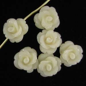 6 8mm coral carved rose flower pendant bead white
