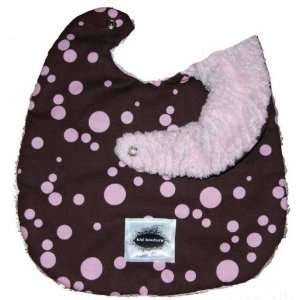  Pink Chenille Bib Brown with Pink Dots 