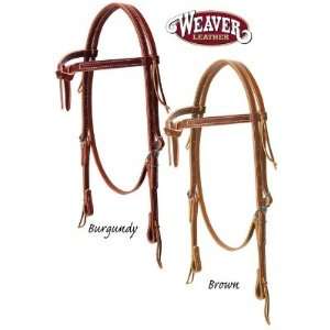  Weaver Deluxe Latigo Knotted Browband Headstall Brown 