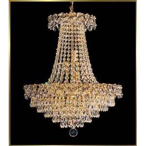 Small Crystal Chandelier, 4575 E 19, 9 lights, 24Kt Gold, 19 wide X 