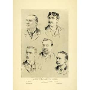  1895 Print Popular Song Writers Pen Sketch Portraits 