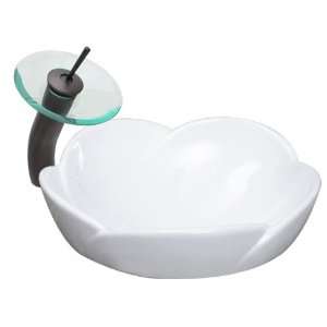  Ticor Lotus Vessel Porcelain Single Bowl Bathroom Sink and 