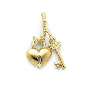  D1071 14 Karat Gold Polished Heart & Key Slide Jewelry