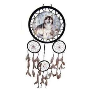    Beautiful 13 x 13 Dreamcatcher with Wolf Picture