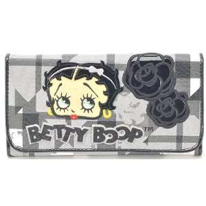   Betty Boop Long Trifold Wallet in Black and White Roses Style Toys