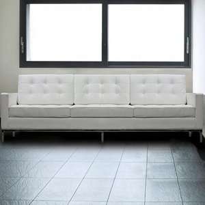    Florence Style Sofa in White Genuine Leather