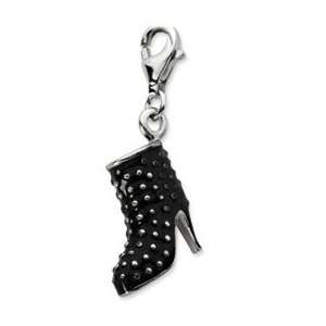   Sterling Silver Enamel High Heel Boot W/Lobster Clasp Charm Jewelry