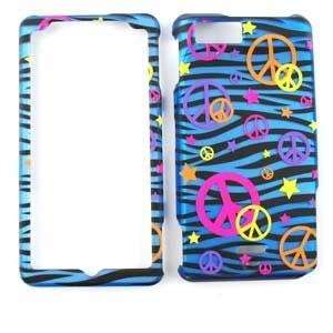  BLUE/BLACK ZEBRA DESIGN WITH PEACE SINGS SNAP 0N CELL 