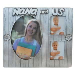    3 Slots Nana&US/Flowers Pewter Picture Frame