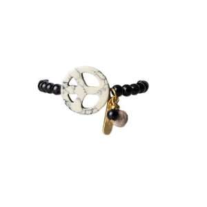  Jenny Rabell Black and Beige Peace and Love Bracelet 