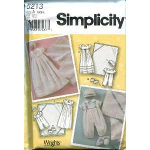  Sewing Pattern 5213 Size A (XXS L) Babies Christening Gown, Romper 