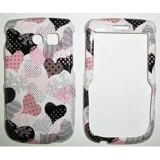 Black and Pink Dotted Heart on White Snap on Hard Skin Shell Protector 