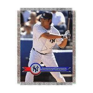  Johnny Damon #18 New York Yankees MLB Woven Tapestry Throw 