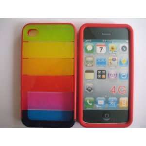   Designer Colorful Stripe Red Back Case Cover for iphone 4G Everything