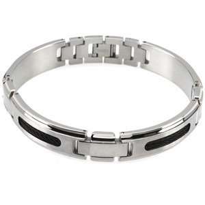  Stainless Steel Bracelet With Black Ion Plated Cable Nw Jewelry