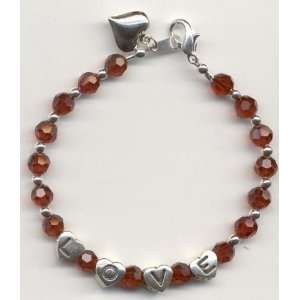  Siam Swarovski Crystal Love Bracelet with Heart Charm 