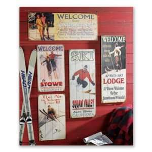 Vintage Wood Ski Sign   Winter Retreat   Personalized  