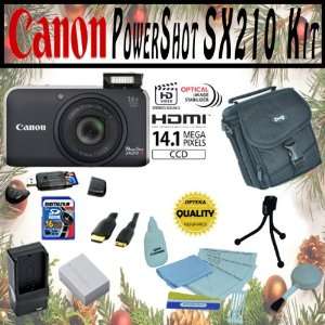  Canon PowerShot SX210IS 14.1MP Digital Camera (Black) with 
