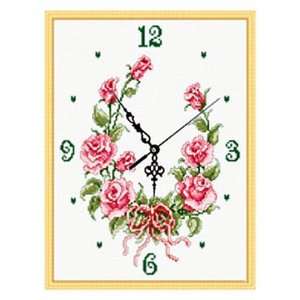  Pink Rose clock Cross stitch Kit Arts, Crafts & Sewing