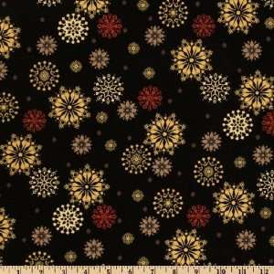  42 Wide Montana Modern Snow Flakes Black Fabric By The 