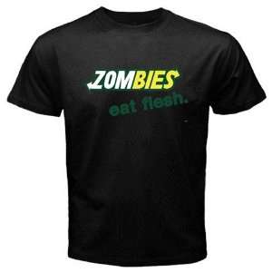  Zombie Eat Flesh Logo New Black T shirt Size M Free 