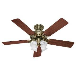    Blade Ceiling Fan, Antique Brass with Clear Globes