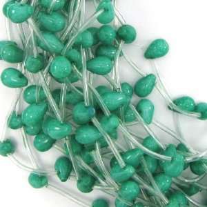  8x12mm green jade teardrop beads 16 strand