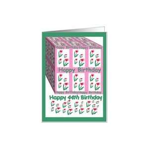  44 Years Old Birthday Greeting with Heart Flowers Card 