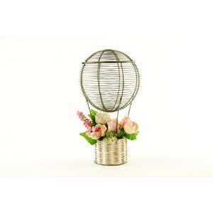  17 inch Metal Wire Hot Air Balloon with Willow Basket Base 
