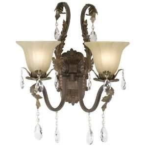  Iron Leaf with Crystal Accents 15 1/2 Wide Wall Sconce 