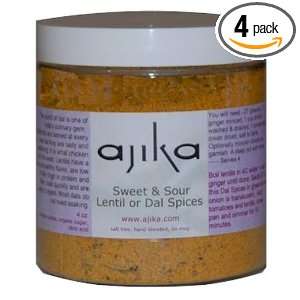 Ajika Sweet and Sour Dal Lentil Indian Spice Mix, 7.3 Ounce (Pack of 4 