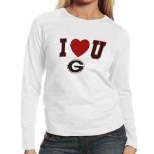  Georgia Bulldogs Ladies White I Heart You Long Sleeve T 
