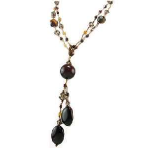  Beautiful Black Agate and Jade Crystal Necklace   Gems 